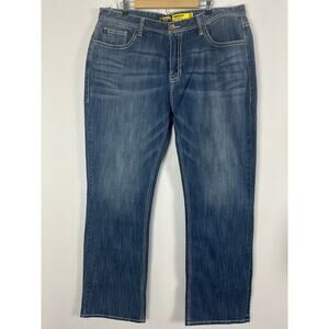 Rock & Roll Denim Cannon Loose Fit Bootcut Leg Jeans 42x38 Medium Wash Whiskered